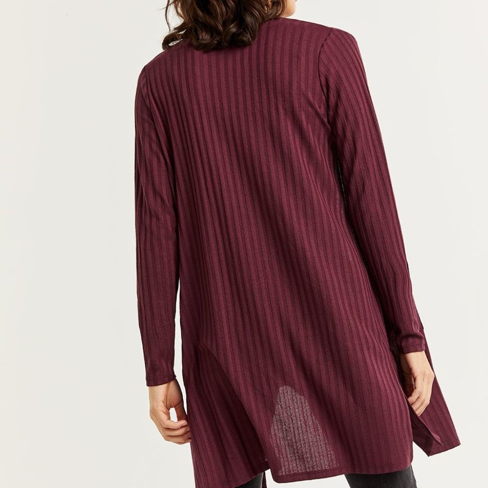 Burgundy/Fig Cardigan with Pockets in XS, M, XL - Picture 2 of 4